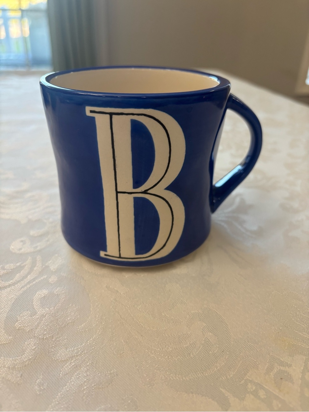 Anthropologie Monogram Initial B Cobalt Blue Hand Painted Coffee Mug
